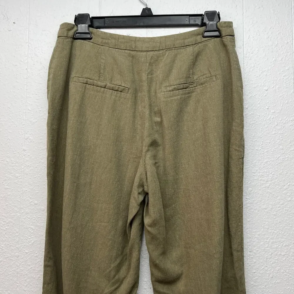 H&M Linen Blend Pants Womens 6 Beachy Coastal Vacation Workwear Office Career